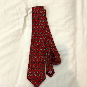 Brand new with tag Men’s Vineyard Vines Christmas tie Red w/ Woody Wagon & tree